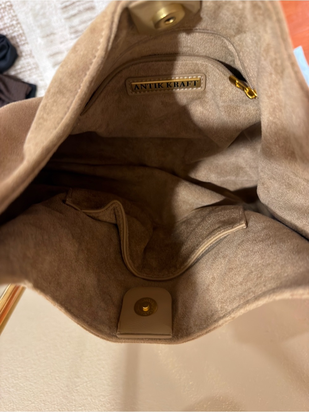 Suede Shoulder Hobo Bag in Tan - Picture 3 of 3